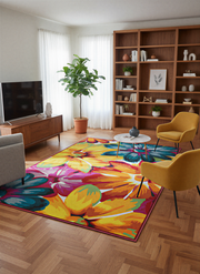 Arte HD030 Çiçek Figürlü Renkli Desenli Dekoratif Şönil Halı