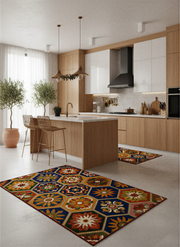 Arte HD040 Geometrik Çiçek Figürlü Modern Renkli Dekoratif Şönil Halı