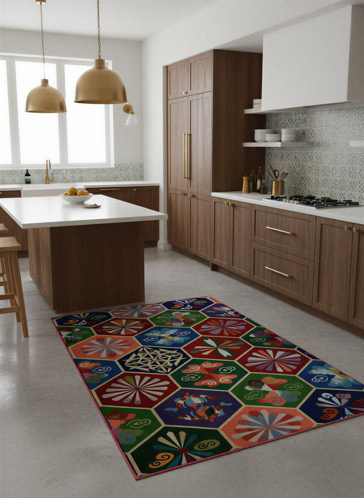 Arte HD039 Geometrik Figürlü Modern Renkli Dekoratif Şönil Halı
