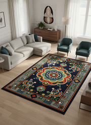 Arte HD036 Klasik Geometrik Desenli Renkli Dekoratif Şönil Halı