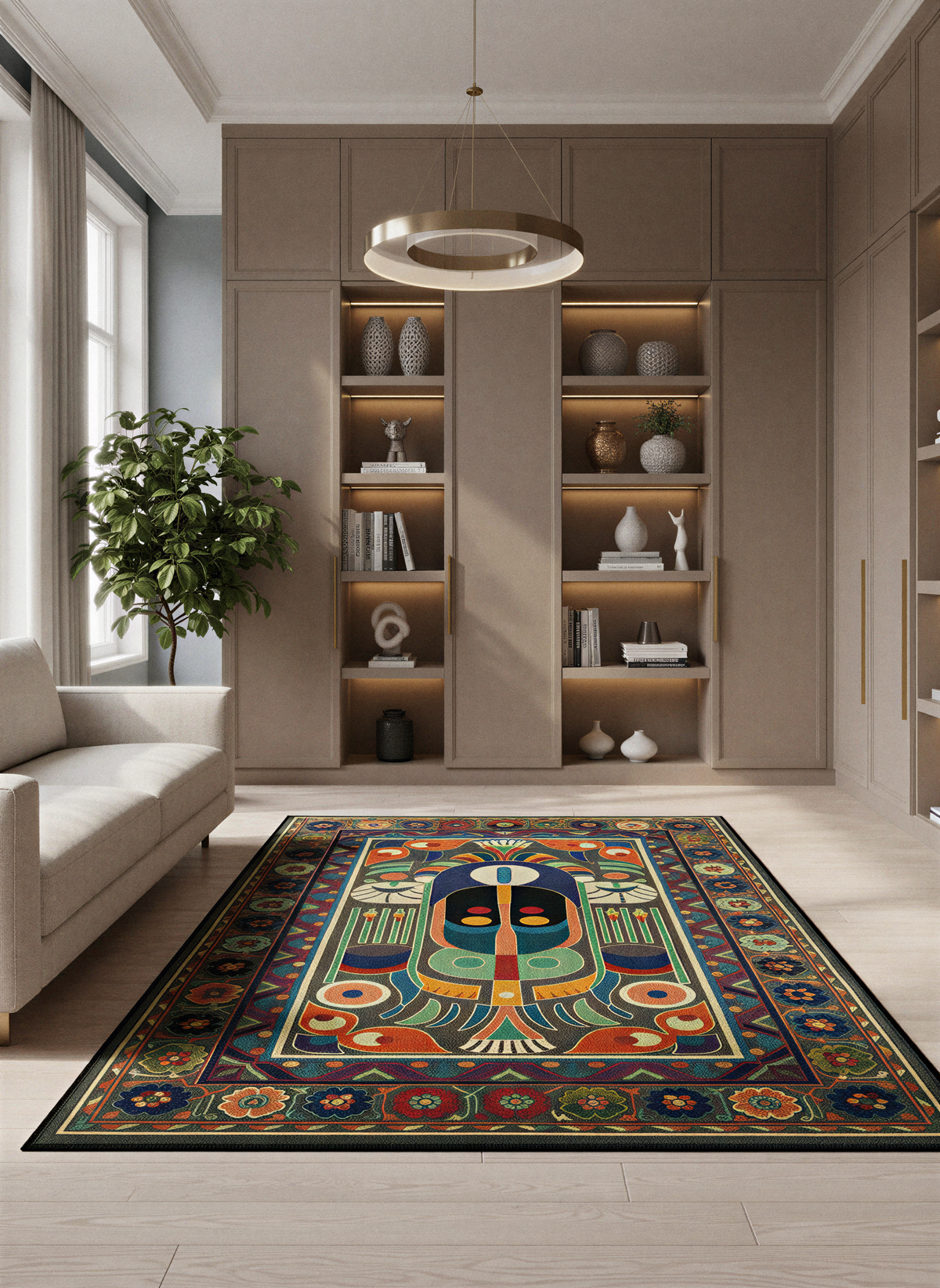 Arte HD034 Soyut ve Klasik Desenli Dekoratif Şönil Halı