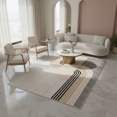 Arte HD Luna Bej Geometrik Desenli Modern Dekoratif Şönil Halı