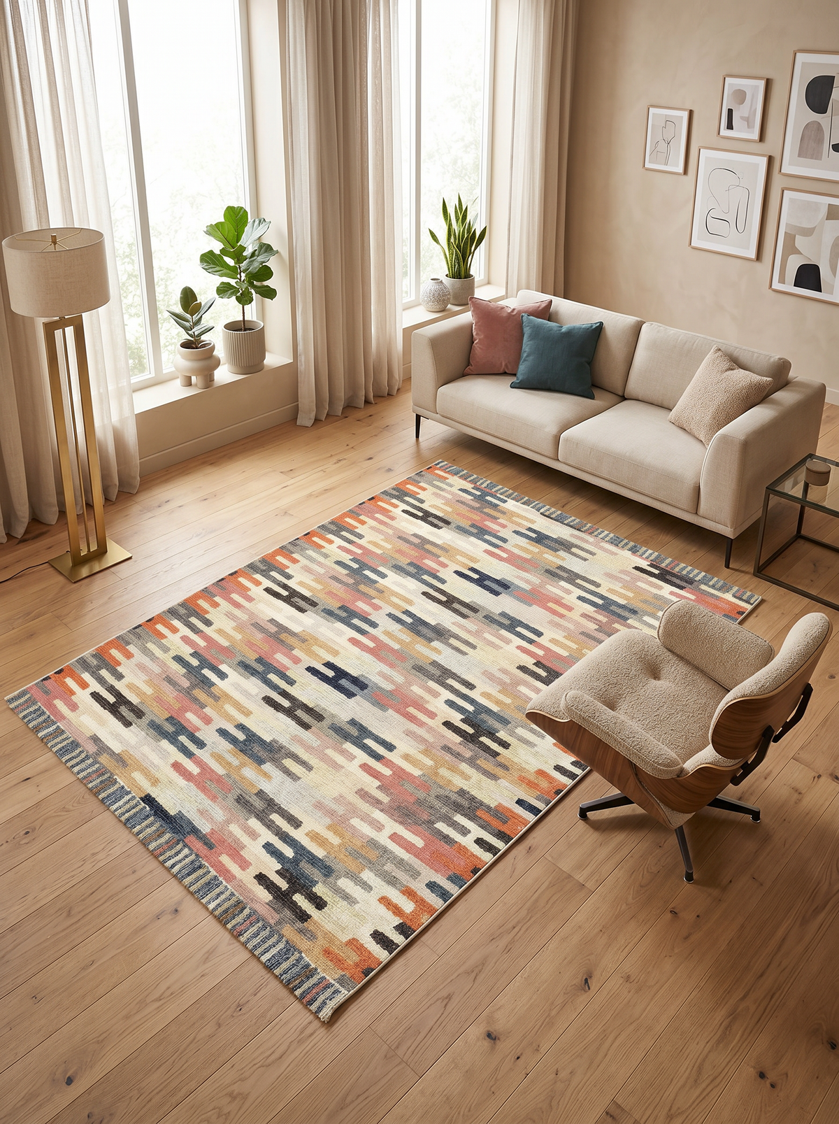 yıkanabilir kaymaz taban şönil dokuma halı 100x200 renkli