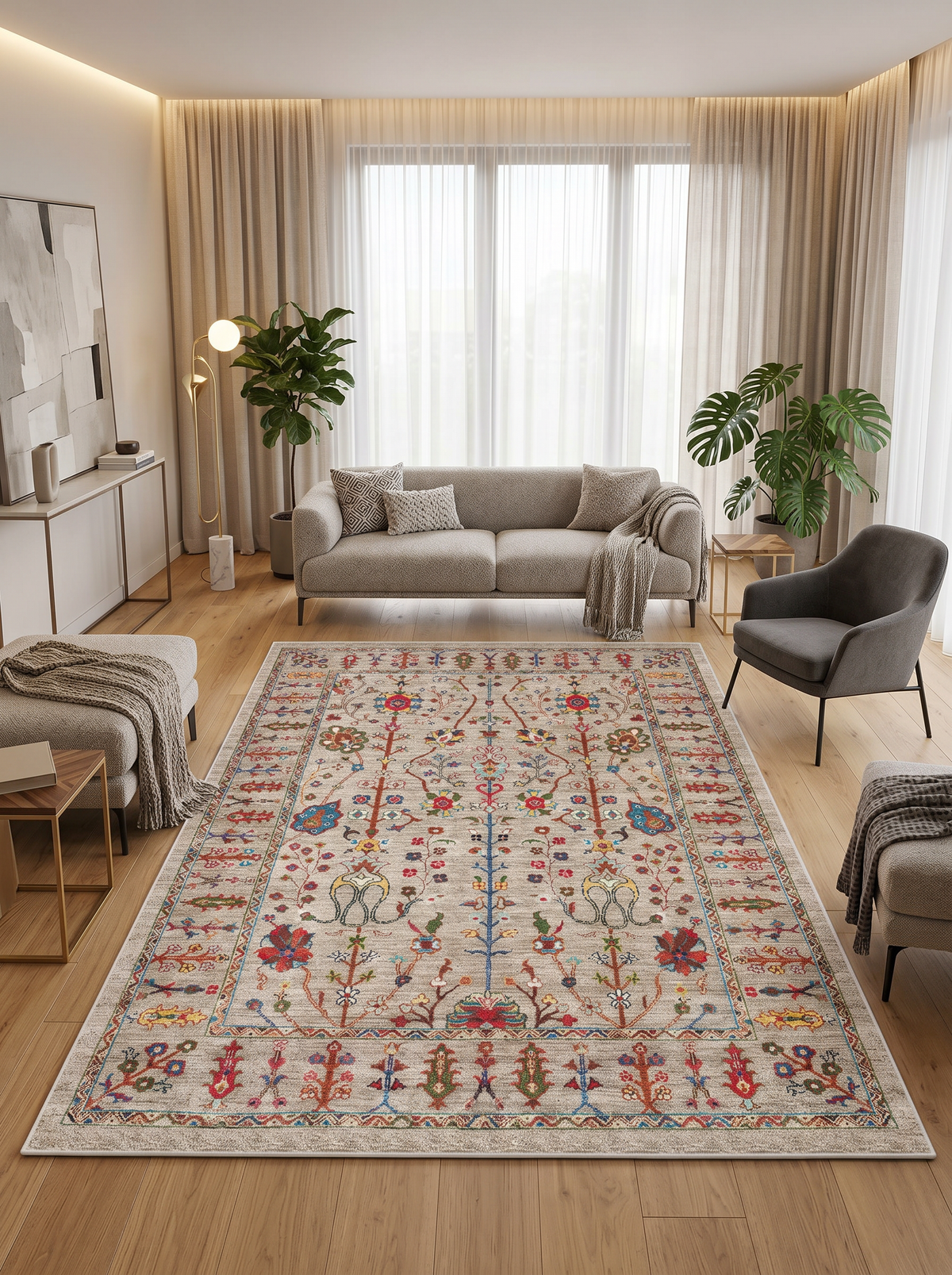 yıkanabilir kaymaz taban şönil dokuma halı 80x200 bej; renkli