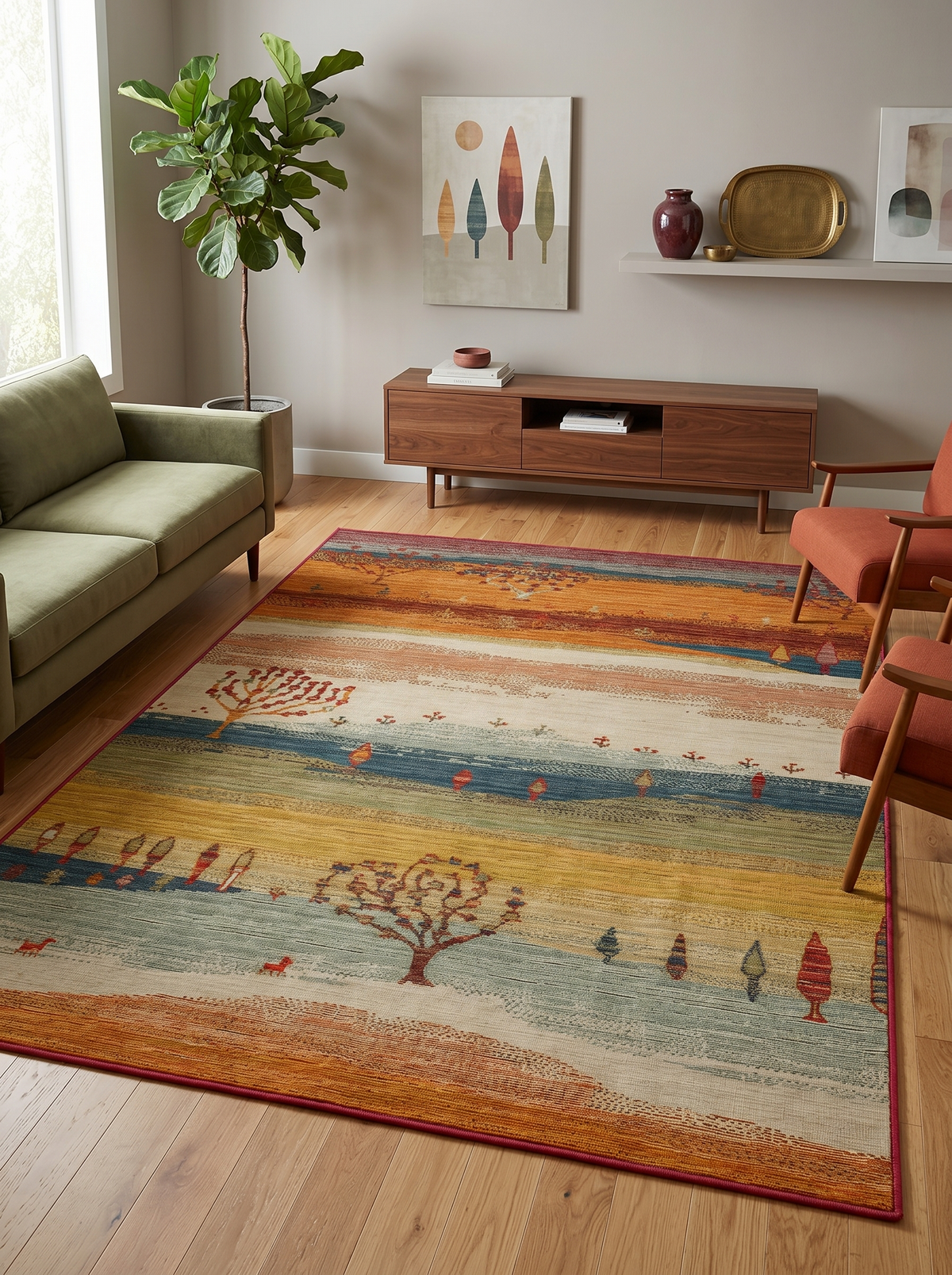 Arte DS299 Vintage Orman Desenli Dekoratif Şönil Halı