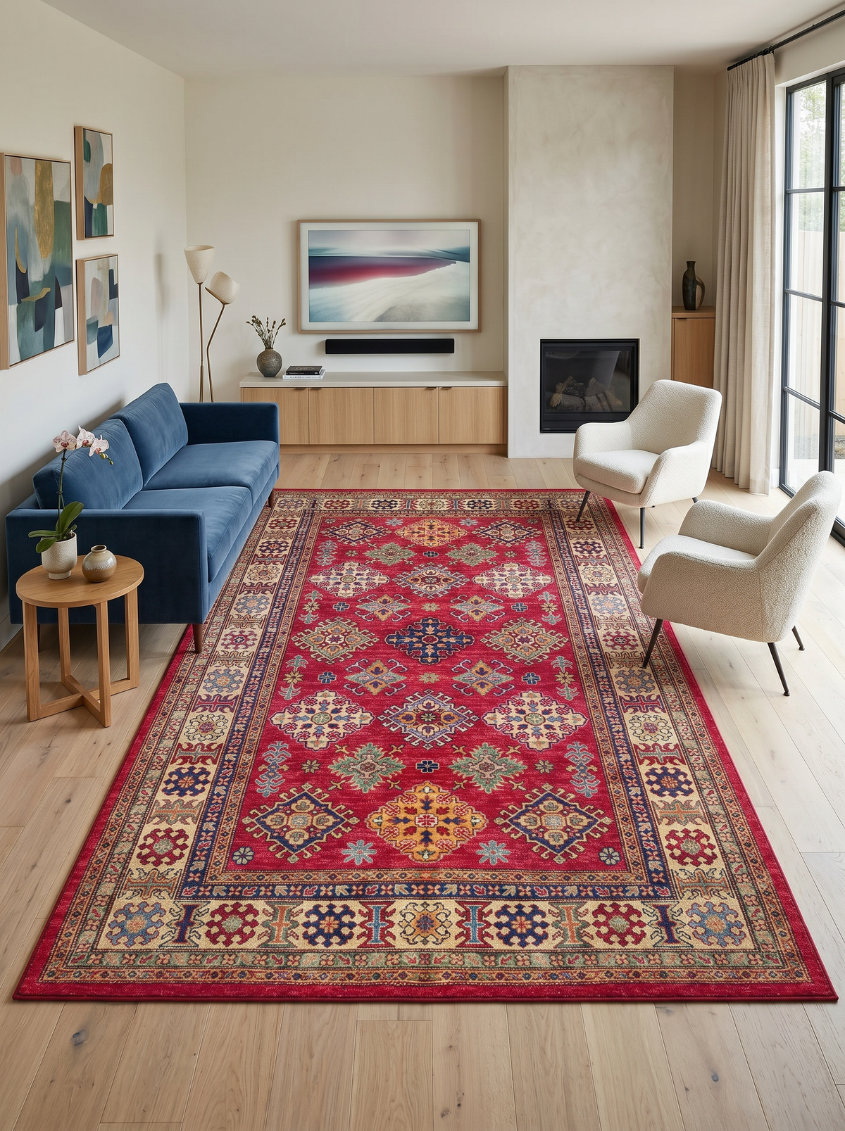 yıkanabilir kaymaz taban şönil dokuma halı 200x290 (6 m²) kirmizi; renkli