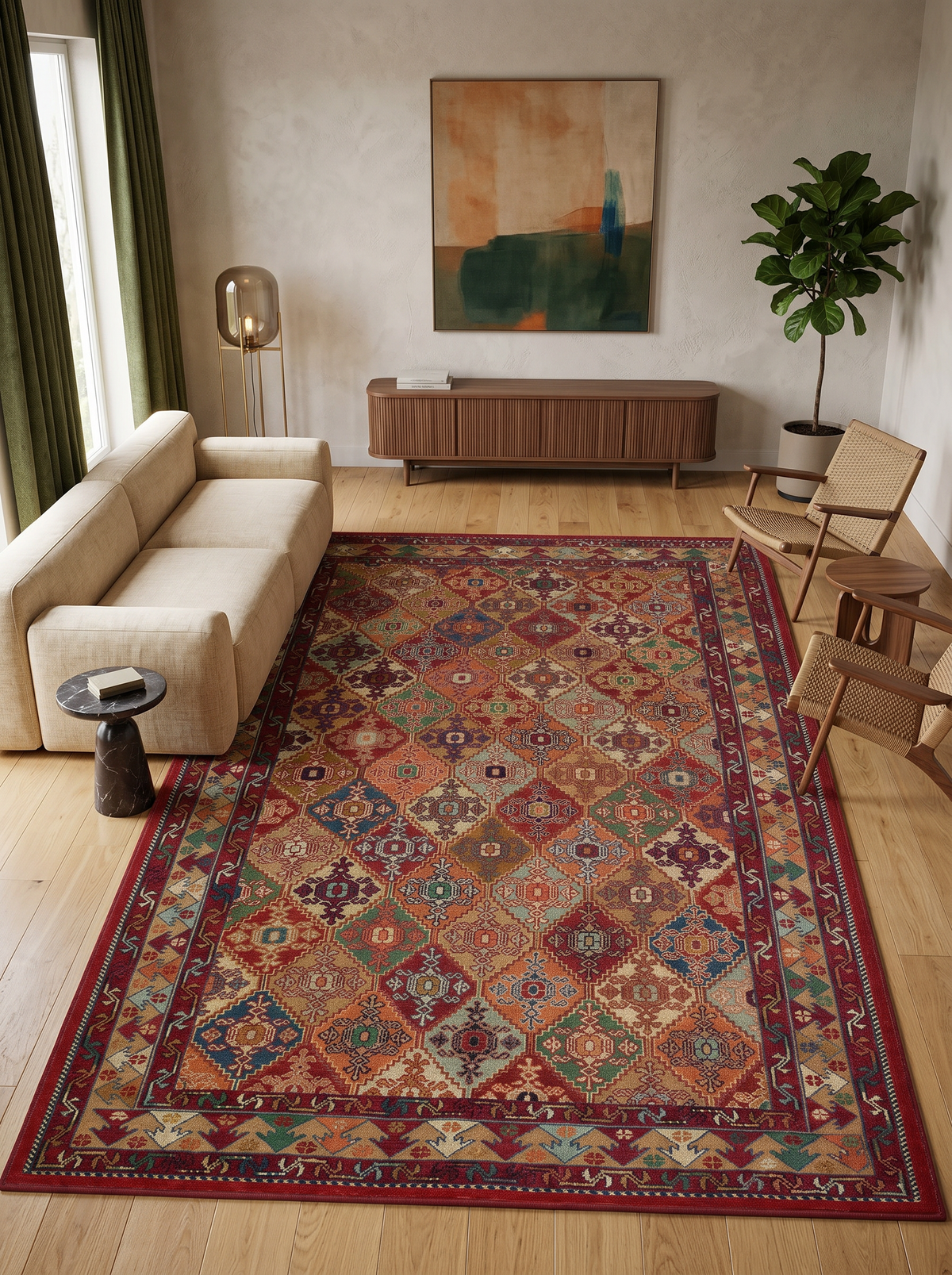 yıkanabilir kaymaz taban şönil dokuma halı 120x180 kirmizi; renkli