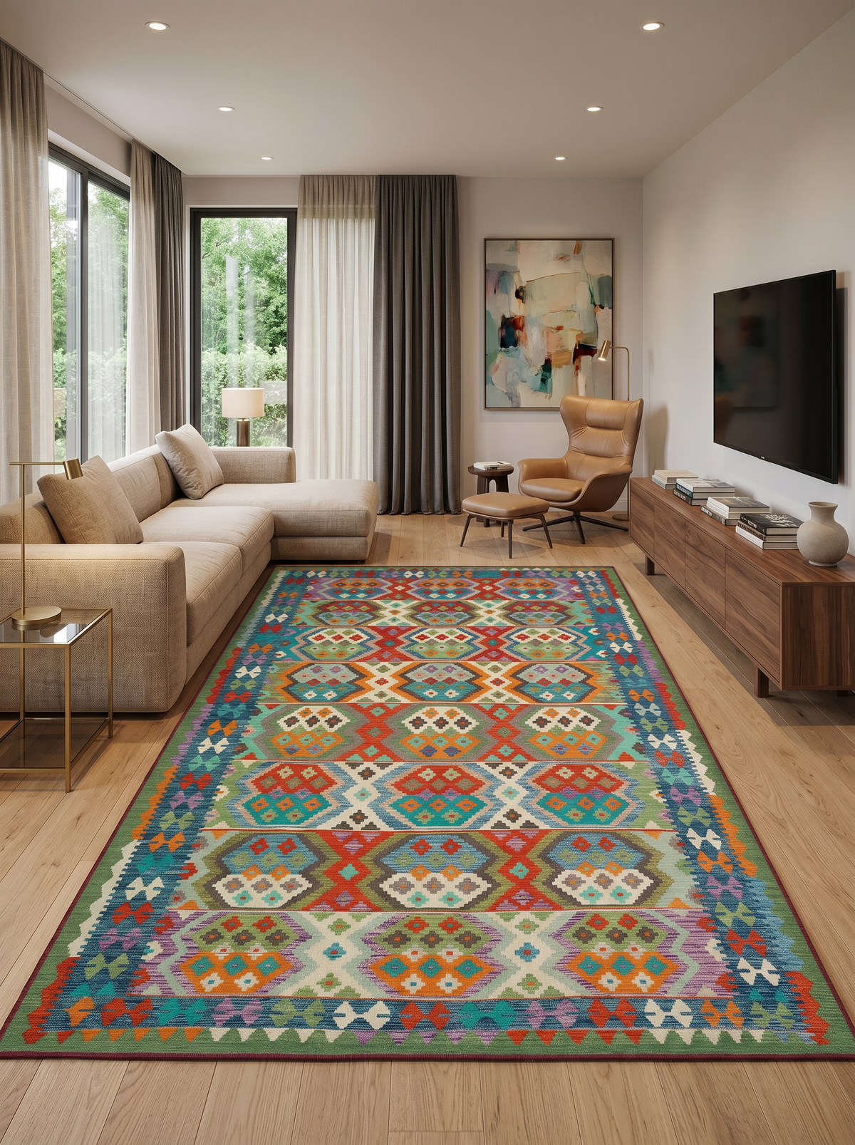 yıkanabilir kaymaz taban şönil dokuma halı 200x290 (6 m²) renkli