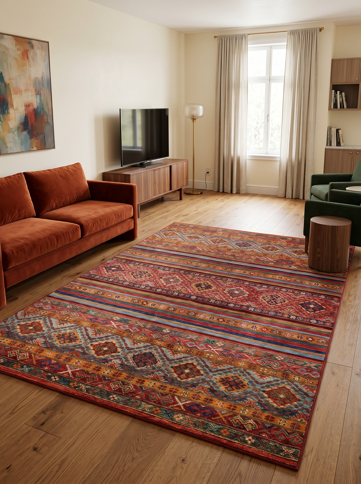 yıkanabilir kaymaz taban şönil dokuma halı 80x100 kirmizi; turuncu; renkli