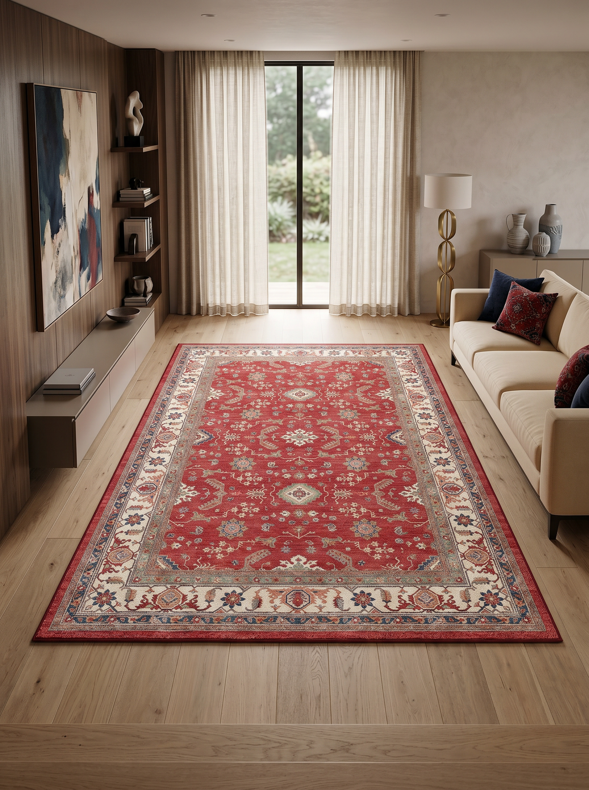 yıkanabilir kaymaz taban şönil dokuma halı 200x290 (6 m²) kirmizi; renkli