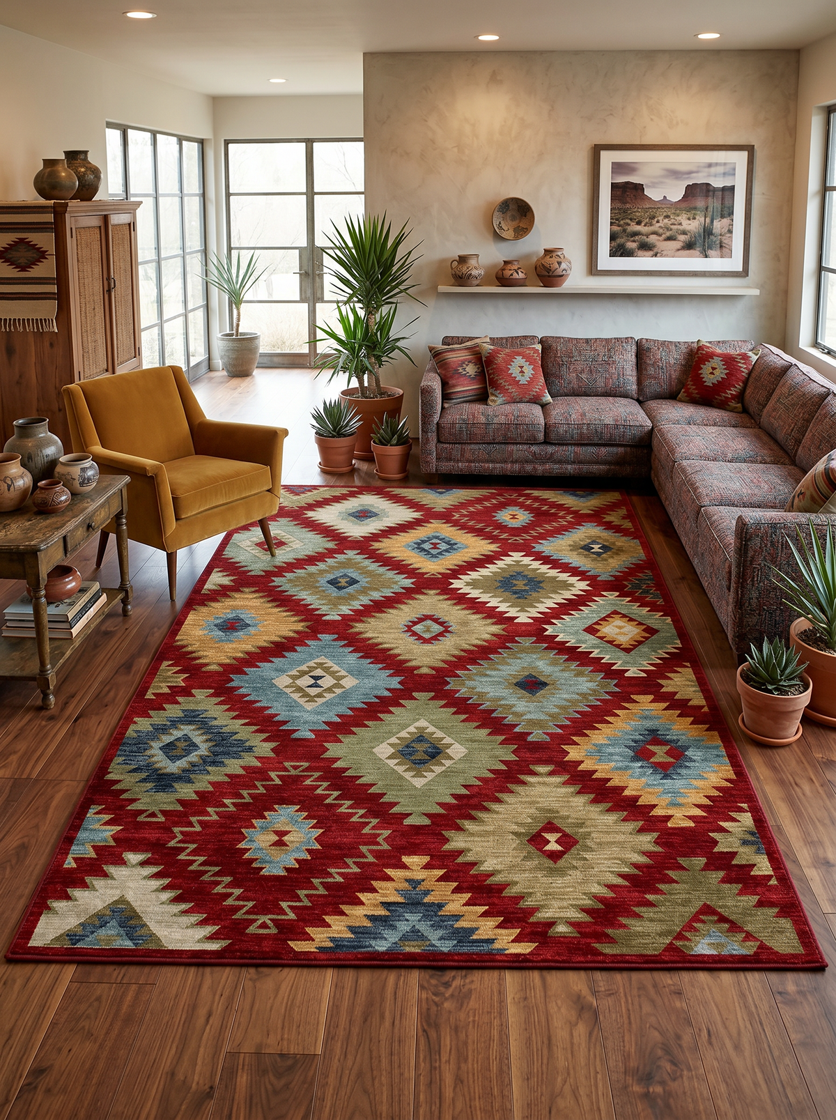 yıkanabilir kaymaz taban şönil dokuma halı 200x290 (6 m²) kirmizi; renkli