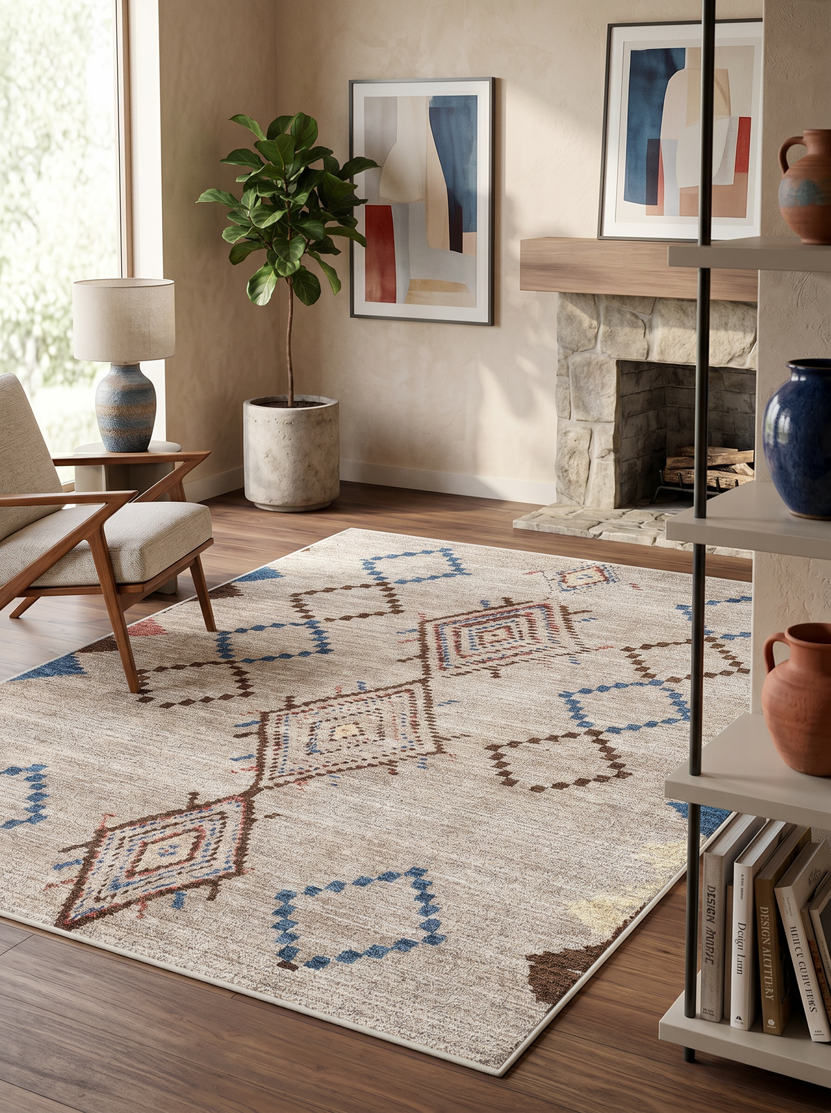 yıkanabilir kaymaz taban şönil dokuma halı 200x250 (5 m²) kahverengi; mavi; renkli