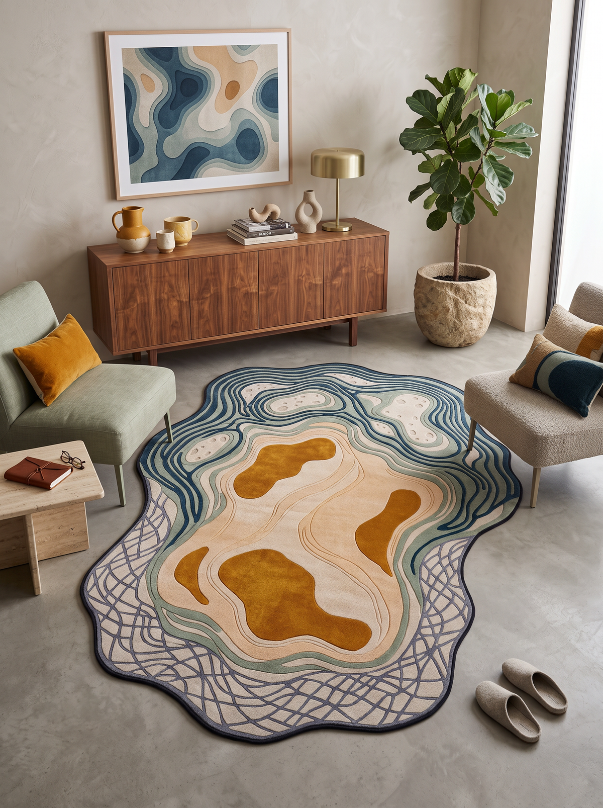Arte AST072 Asimetrik Kesimli Modern Şönil Halı