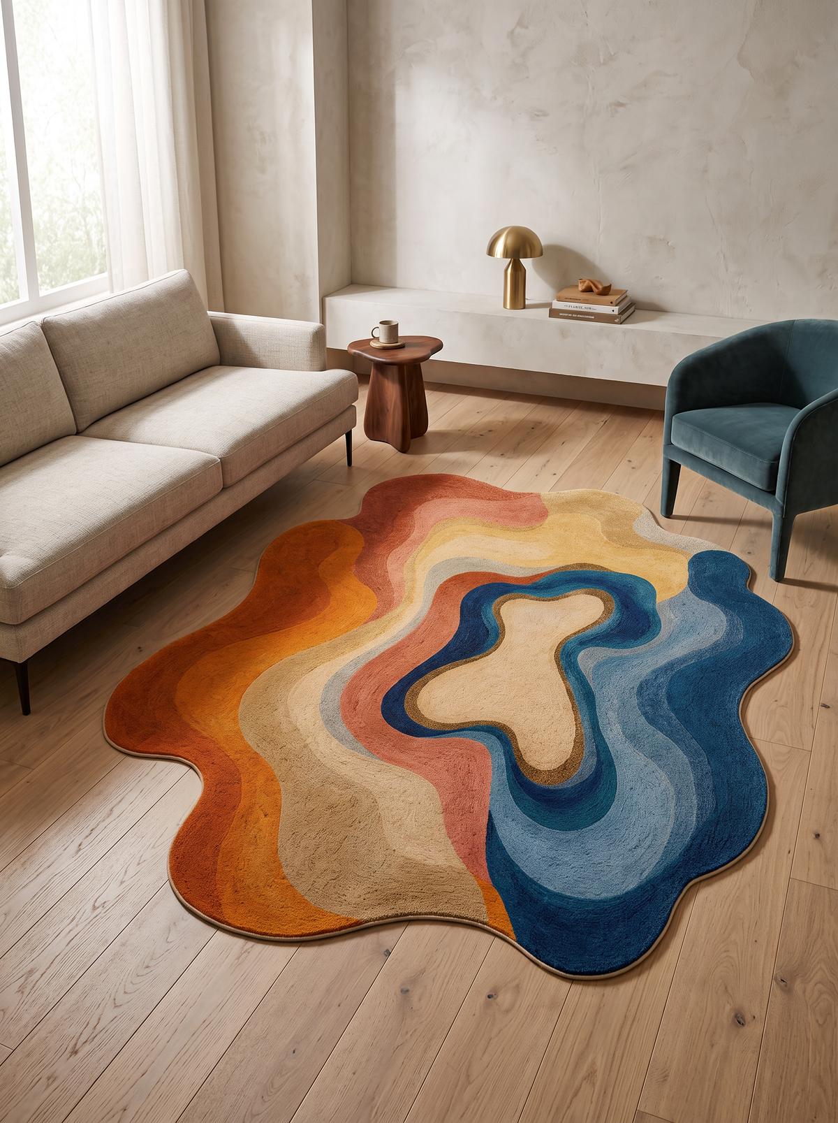 Arte AST070 Asimetrik Kesimli Modern Renkli Şönil Halı