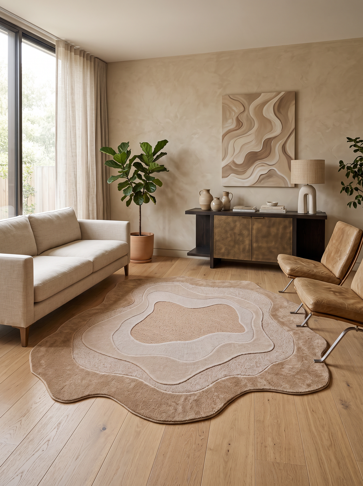 Arte AST057 Asimetrik Kesimli Modern Şönil Halı