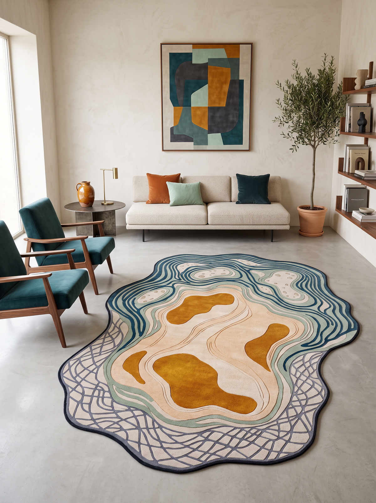Arte AST072 Asimetrik Kesimli Modern Şönil Halı