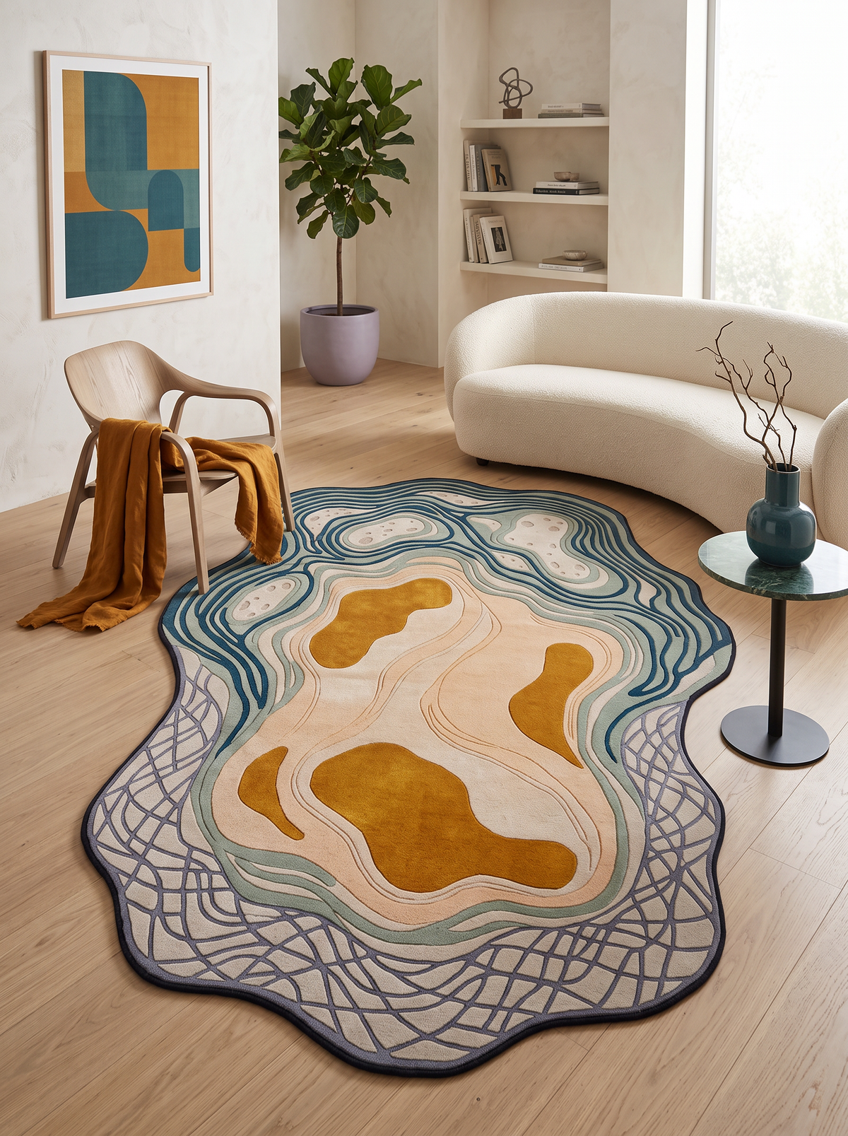 Arte AST072 Asimetrik Kesimli Modern Şönil Halı