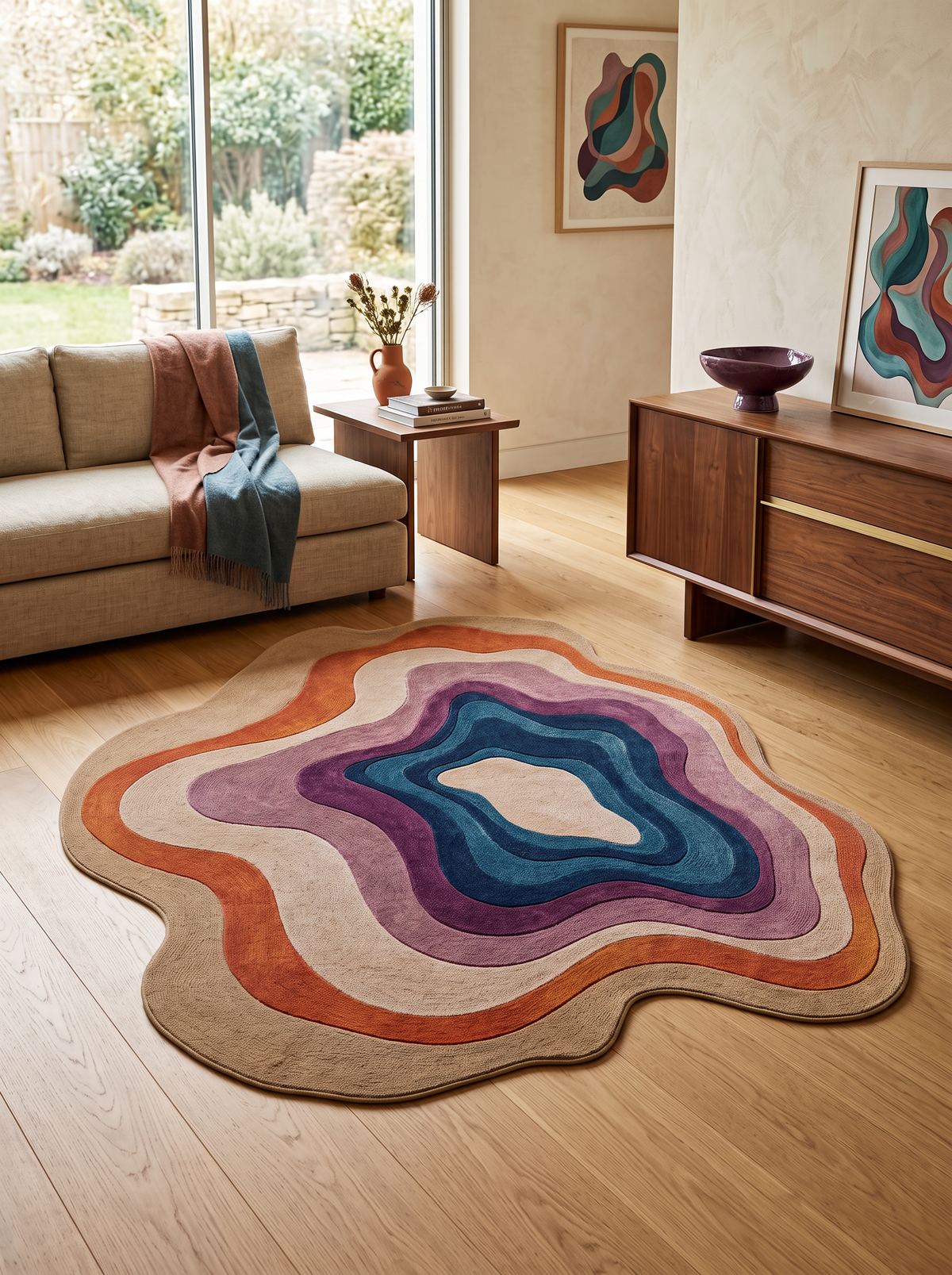 Arte AST056 Asimetrik Kesimli Modern Renkli Şönil Halı