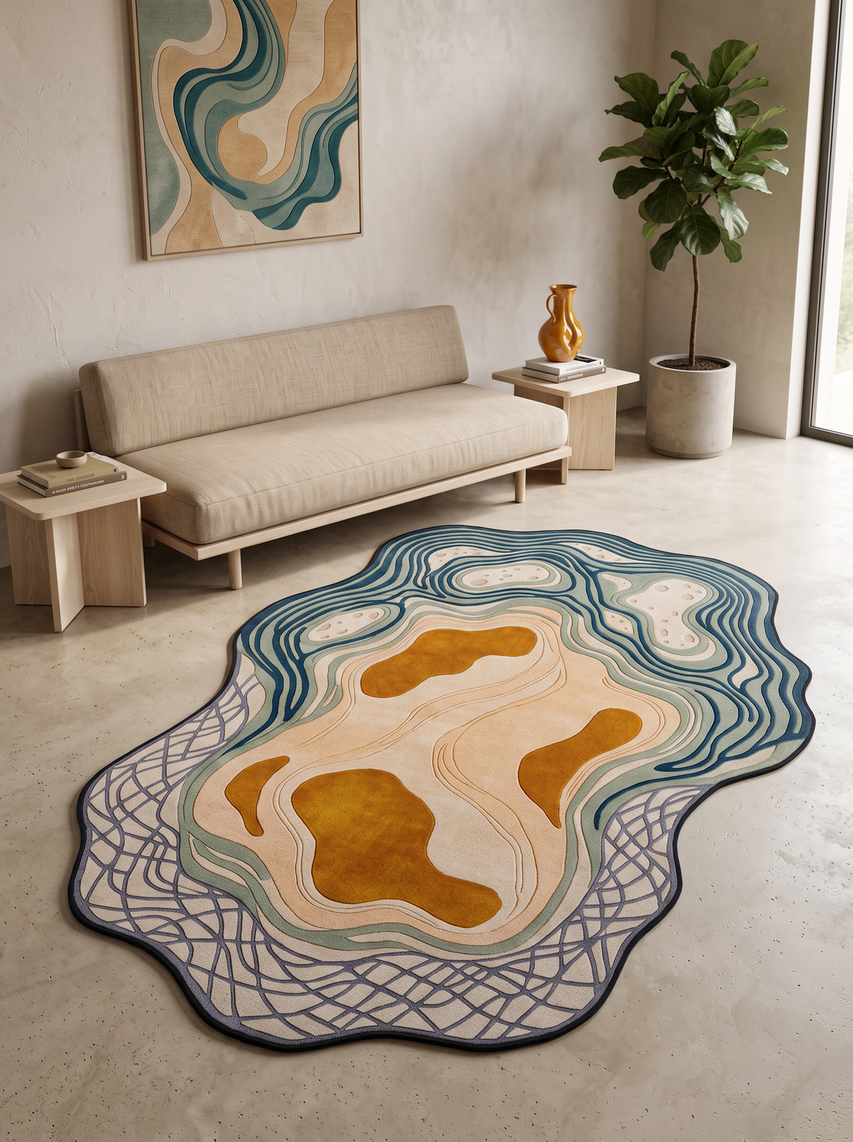 Arte AST072 Asimetrik Kesimli Modern Şönil Halı