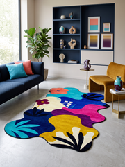 Arte AST062 Asimetrik Kesimli Modern Figürlü Renkli Şönil Halı