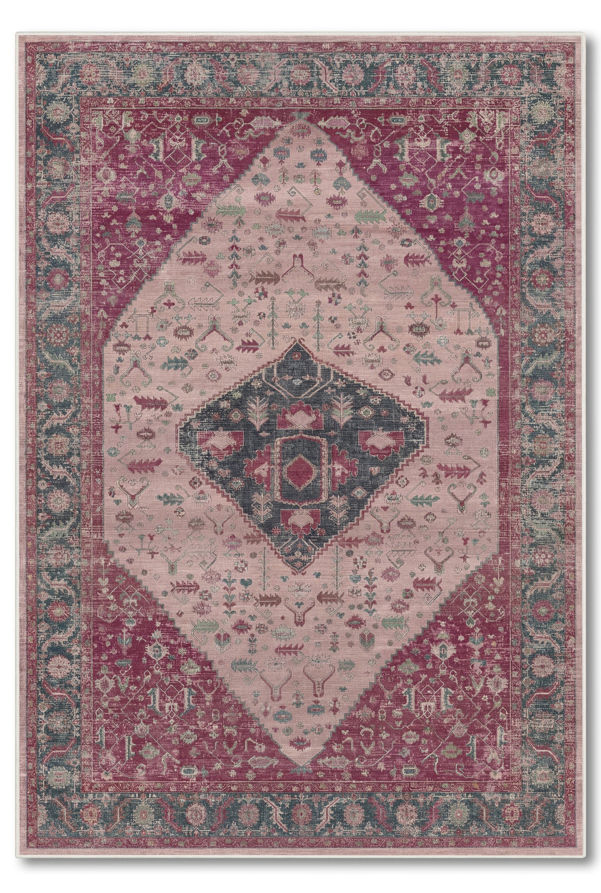 Arte VN111-3 Vintage Klasik Desenli Renkli Dekoratif Şönil Halı